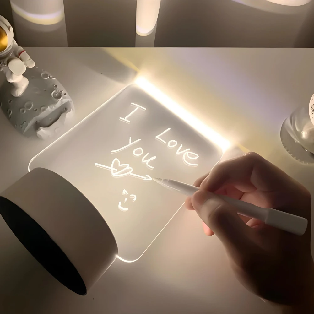 Luminária 3D de Mesa com LED e Caneta – Efeito Ilusão Óptica, Escrita Personalizável e 7 Cores - Imagem 2