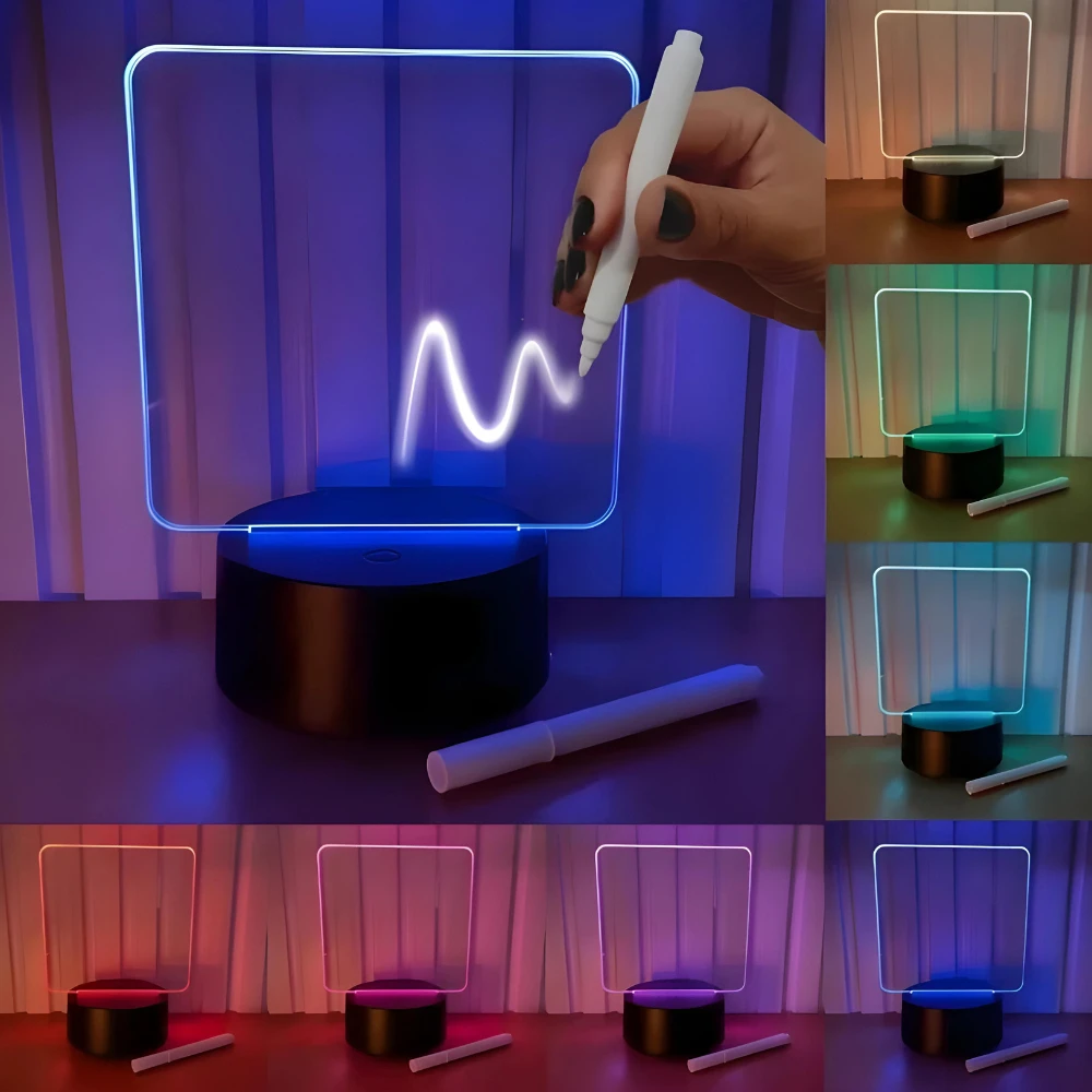 Luminária 3D de Mesa com LED e Caneta – Efeito Ilusão Óptica, Escrita Personalizável e 7 Cores - Imagem 4